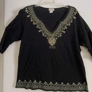 MKM Blk & Gold 1/2 sleeved V neck, 100% cotton